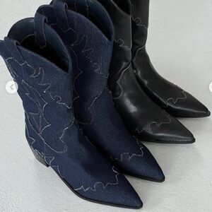 New denim cowboy boots